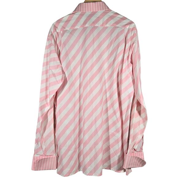 Luchiano Visconti Italia Pink & White Stripe Long‎ Sleeve Button Down Shirt XL - Picture 2 of 10